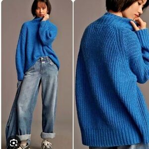 Anthropologie Maeve Dakotah Oversized Turtleneck Sweater Blue Women’s Small